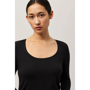 Maglietta nera a maniche lunghe in cotone biologico