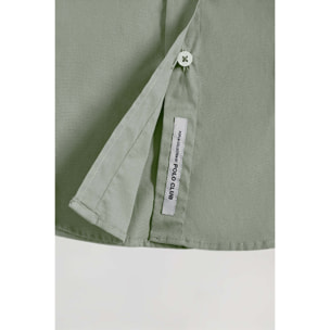 Camisa de popelín Slim Fit verde jade con bordado Rigby Go