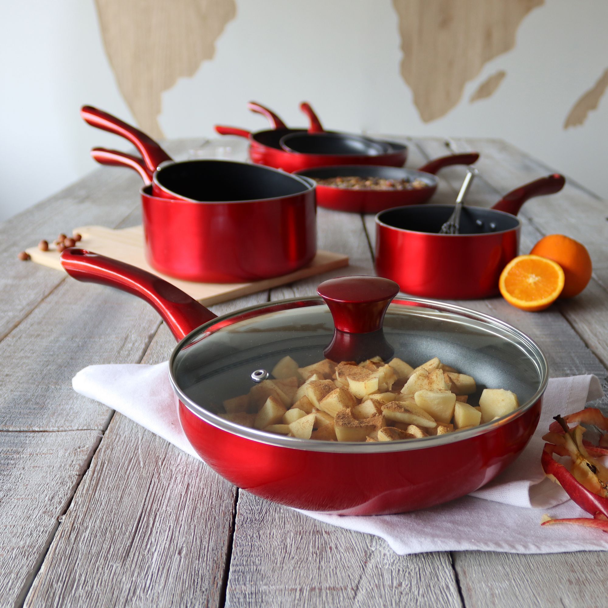 Sauteuse antiadhésive en aluminium 24cm - tous feux CERISE