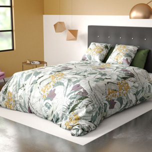 Parure de couette 3pcs avec taies oreiller 100% coton bio 57 fils/cm2-zelia