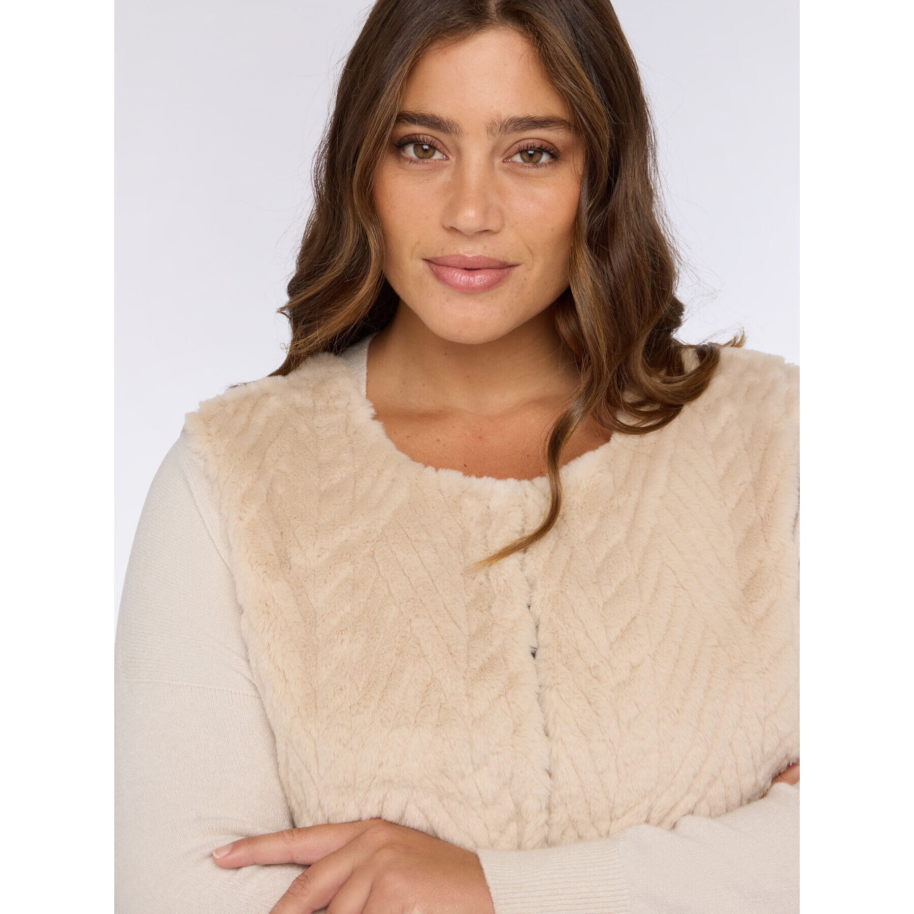 Fiorella Rubino - Gilet effetto peluche - Beige