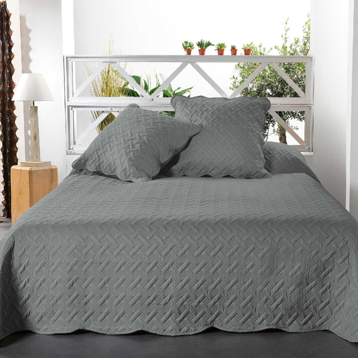 Couverture molletonné surpiquage graphique - Gris Foncé