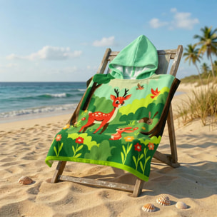 Poncho de bain microfibre enfant - Foret - 60x60cm - 220g/m²