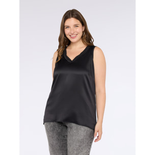 Fiorella Rubino - Top bimaterial con escote en V - Negro