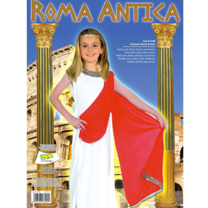 Abito Puella Roma Antica Costume Carnevale Bianco Bambina