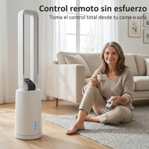 Climatizador Evaporativo 3 en 1 sin Aspas Enfriador de Aire 90 W Depósito de 1,7L Temporizador hasta 15H 3 Velocidades 4 Modos Oscilación 70° Mando a Distancia Cajas de Hielo para Hogar Blanco