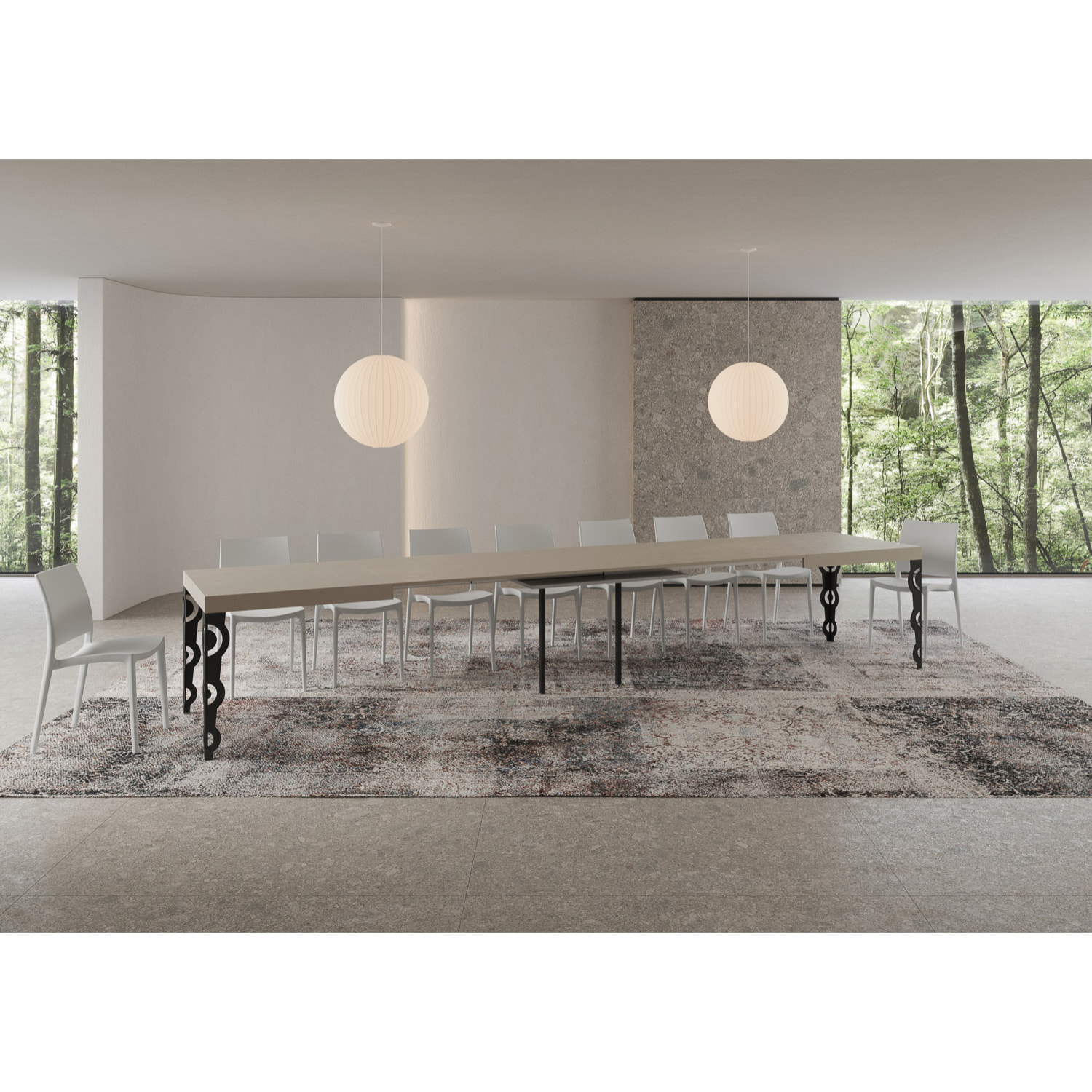 Mesa extensible 90x180/440 cm Karamay cachemira patas antracita