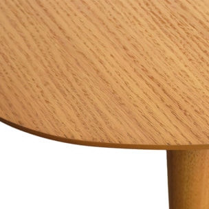 Table à manger ovale extensible bois d'hévéa et placage chêne naturel 4-6 places - 110 / 140 x 100 x 75 cm - Lisa