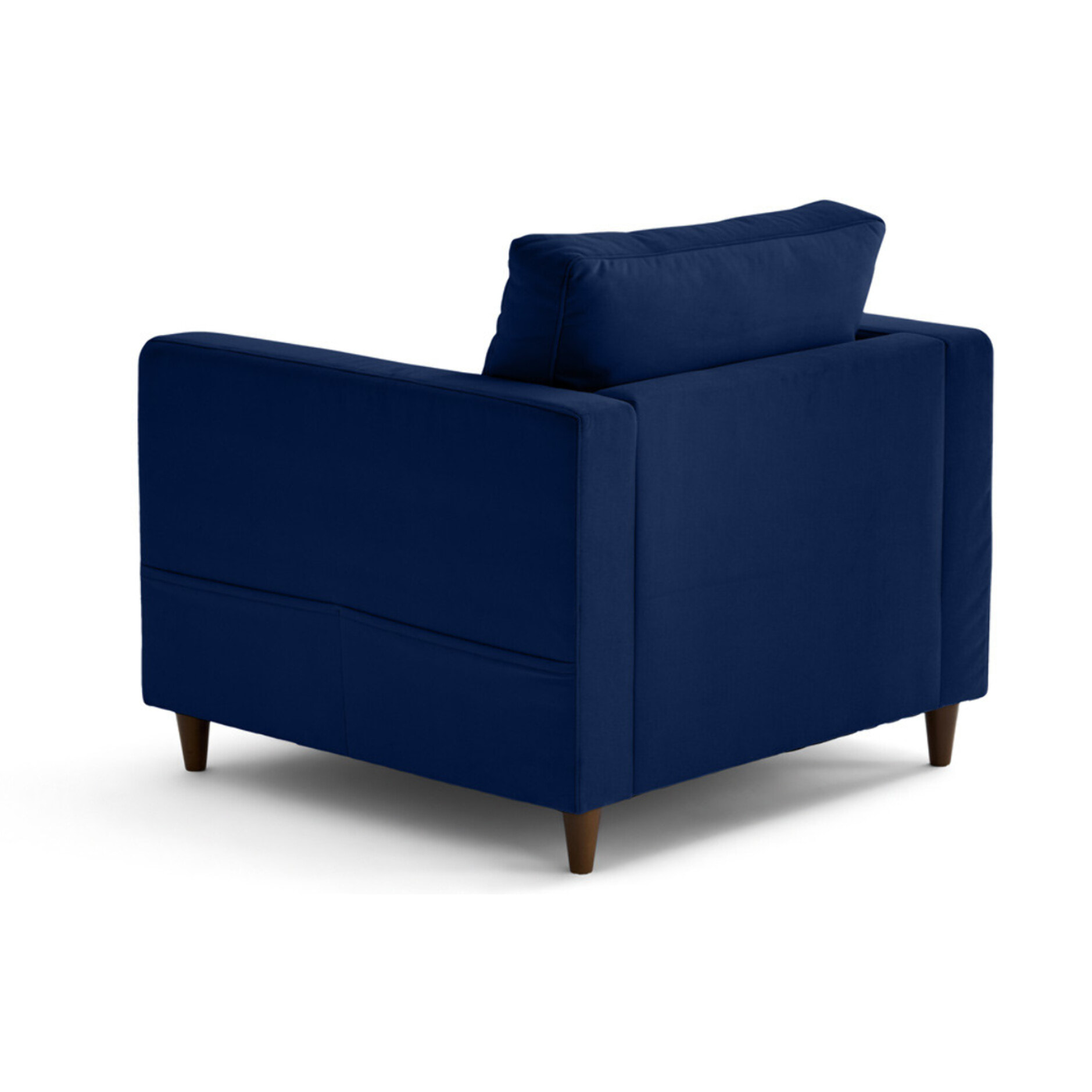 Anna - fauteuil avec poche en velours - pieds en bois - Bleu nuit