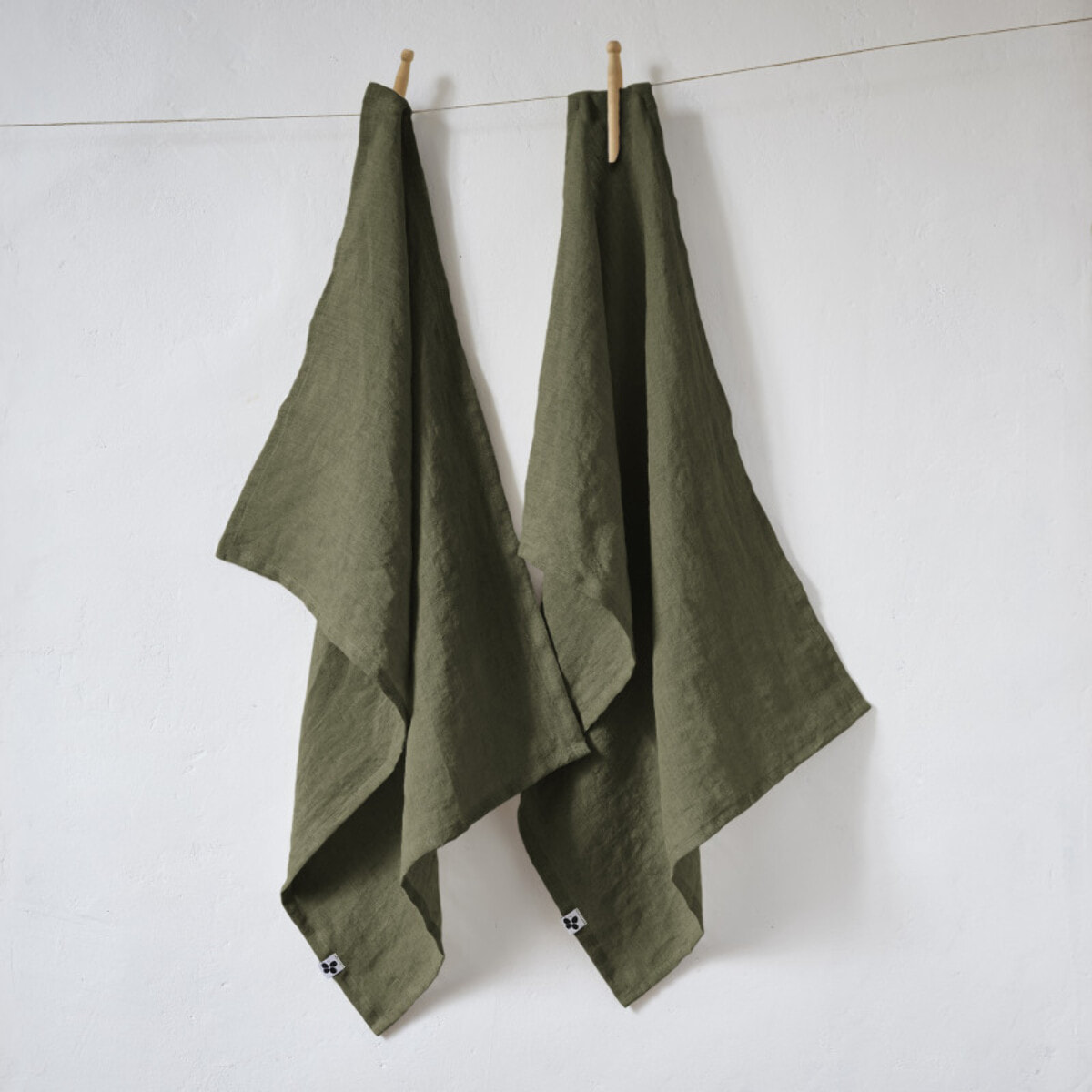 Lot de 2 essuie-mains "Soline" 50 x 70 cm Lin lavé - Couleur: Soline Thym