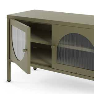 Meuble TV 2 portes 2 niches en métal - YSIA