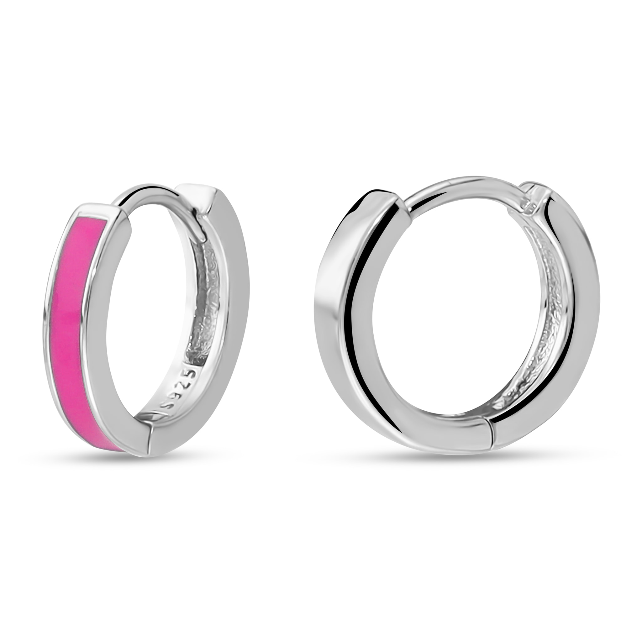 Orecchini a Cerchio Smaltati Fucsia in Argento 925