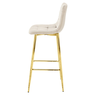 Sgabello alto Arceto in velluto beige e gambe dorate