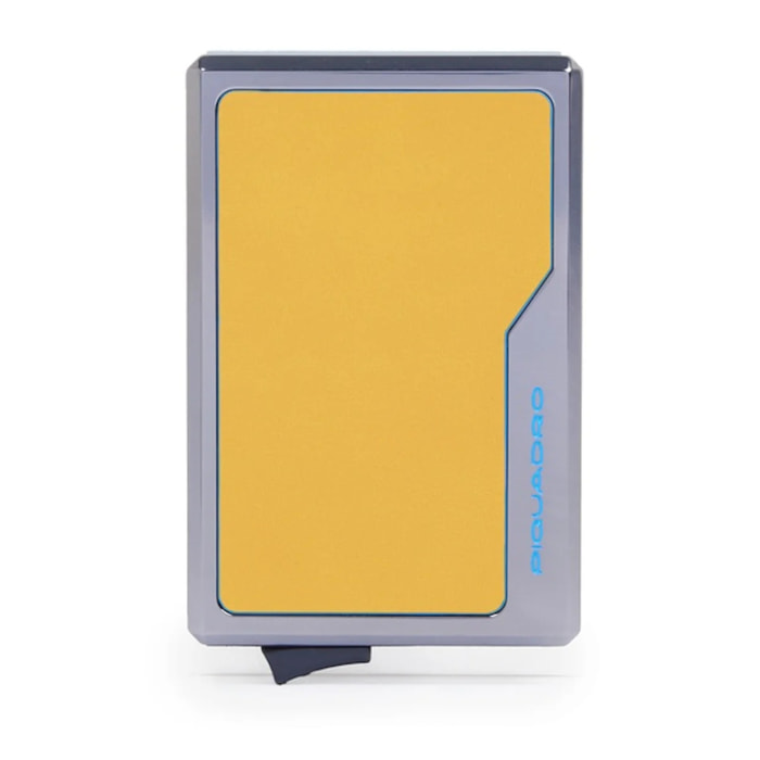 Piquadro Portacarte automatico MagSafe in alluminio e pelle con protezione RFID