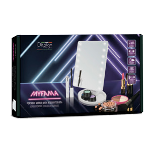 Espejo make - up con leds portátil Myfama - Blanco - 4 x 1,5V AA