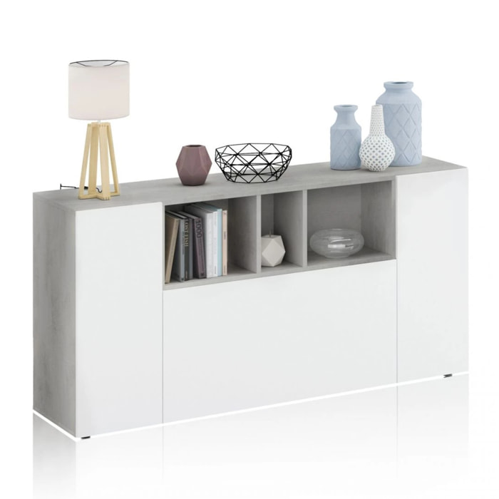 Aparador Loira Blanco Artik (Blanco Mate) - Gris Cemento