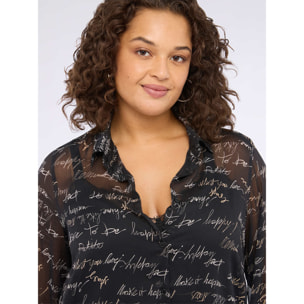 Fiorella Rubino - Camisa con estampado de letras en crepé - Negro