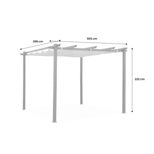 Pergola aluminium - Isla 3x3m -  Toile grise - Tonnelle idéale pour votre terrasse. toit rétractable. toile coulissante. structure aluminium