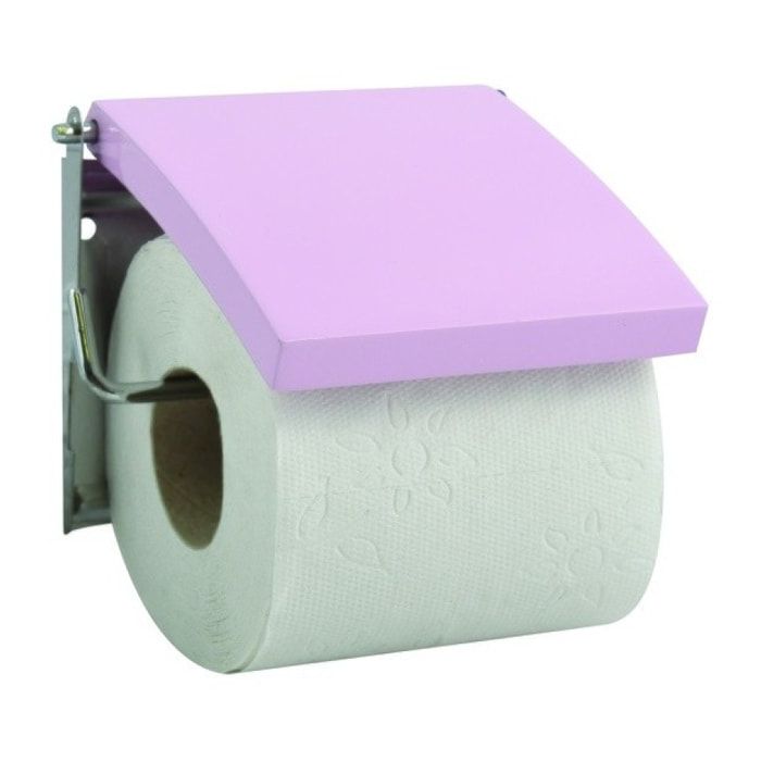 Porte Rouleau Papier Wc Mural MDF & Inox Rose MSV