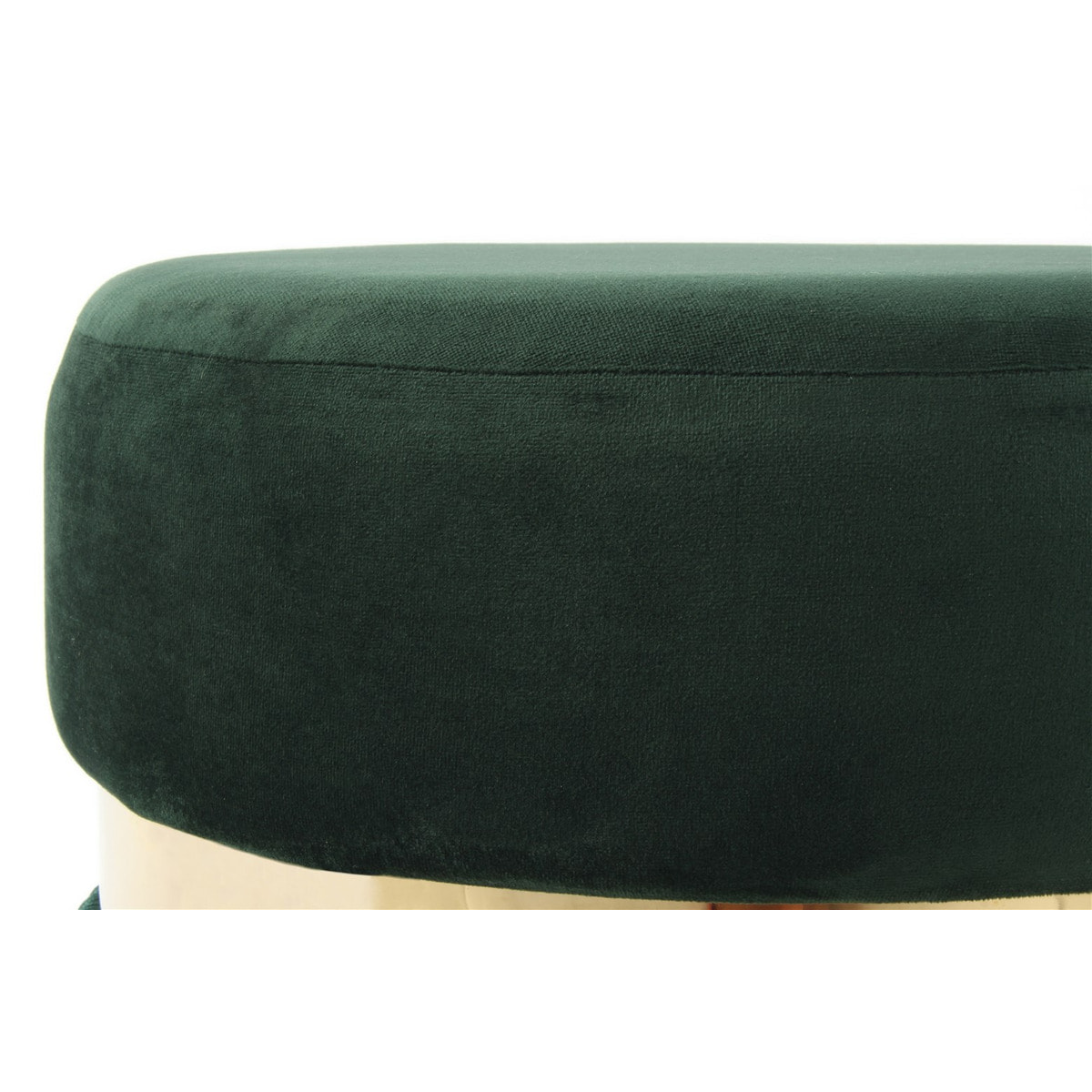 Pouf di design Rebecca con frange e anello dorato verde