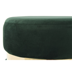 Pouf di design Rebecca con frange e anello dorato verde