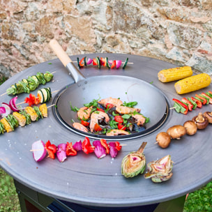 Brasero barbecue Ø81,5cm avec grille de cuisson, espace de rangement et couvercle MOMBACHO