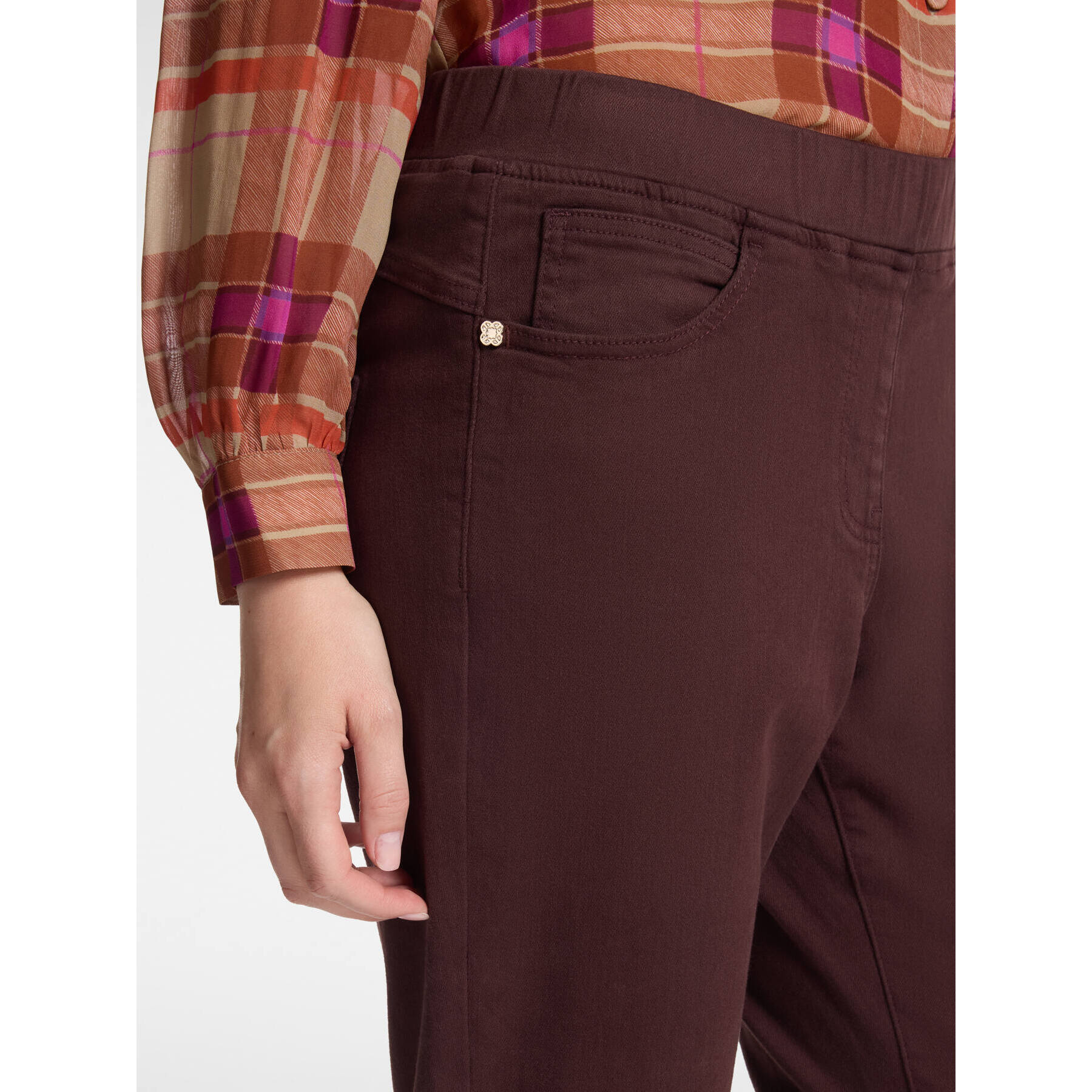 Elena Mirò - Pantalones slim en drill mezcla de algodón - Burgundy