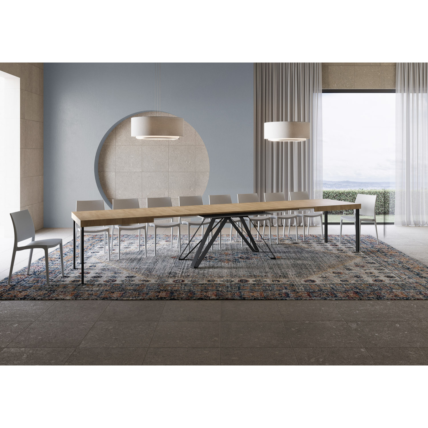 Table extensible 90x180/440 cm Terium chêne nature pieds anthracite