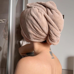 Set CozyWrap – Turbante Capelli in Microfibra Beige