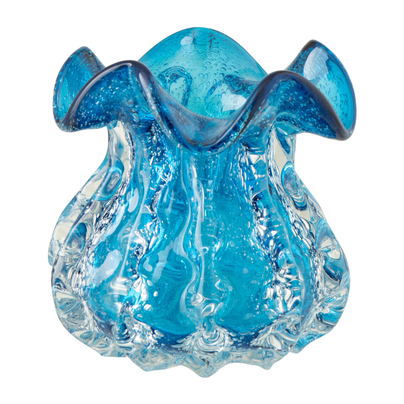 J-Line Vase Ralph - verre - bleu - small