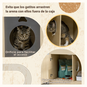 Arenero para Gatos de Madera con 2 Puertas Cama Cojín Suave 107x54x70 cm