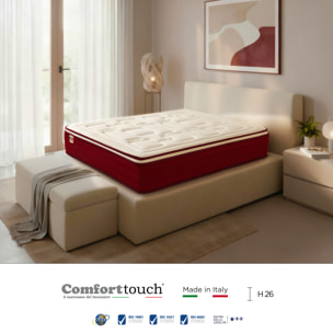 "Purple" H26 cm 90x190 guanciale Memory OMAGGIO a molle insacchettate e 2cm memory