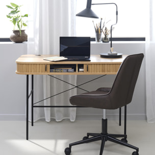Bureau Bois Naturel Alba, L.120 x P.60 x H.75 cm, Style Minimaliste