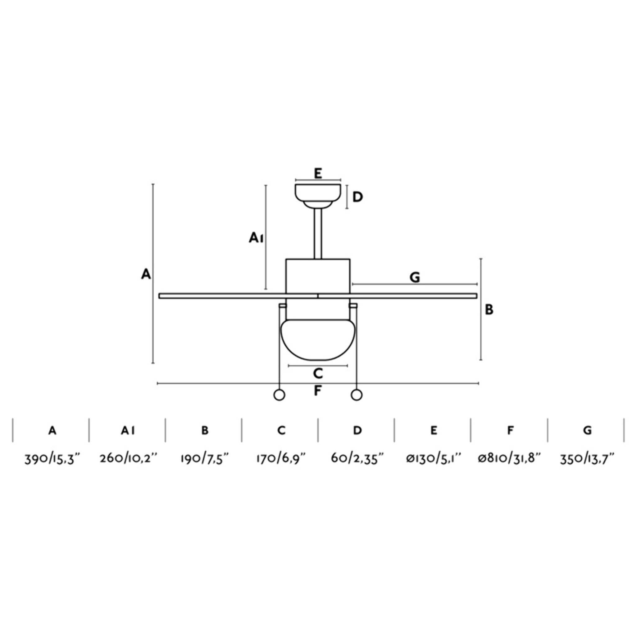 PALAO S Ventilador de techo multicolor