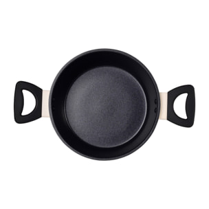 Cacerola con tapa en aluminio forjado de color blanco, apta para inducción y expert nerja san ignacio