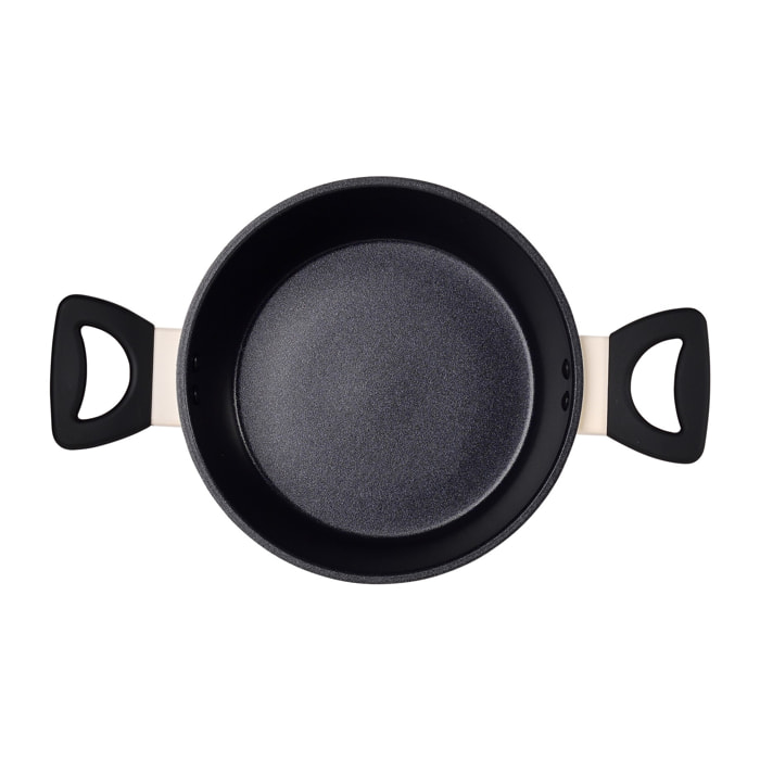 Cacerola con tapa en aluminio forjado de color blanco, apta para inducción y expert nerja san ignacio