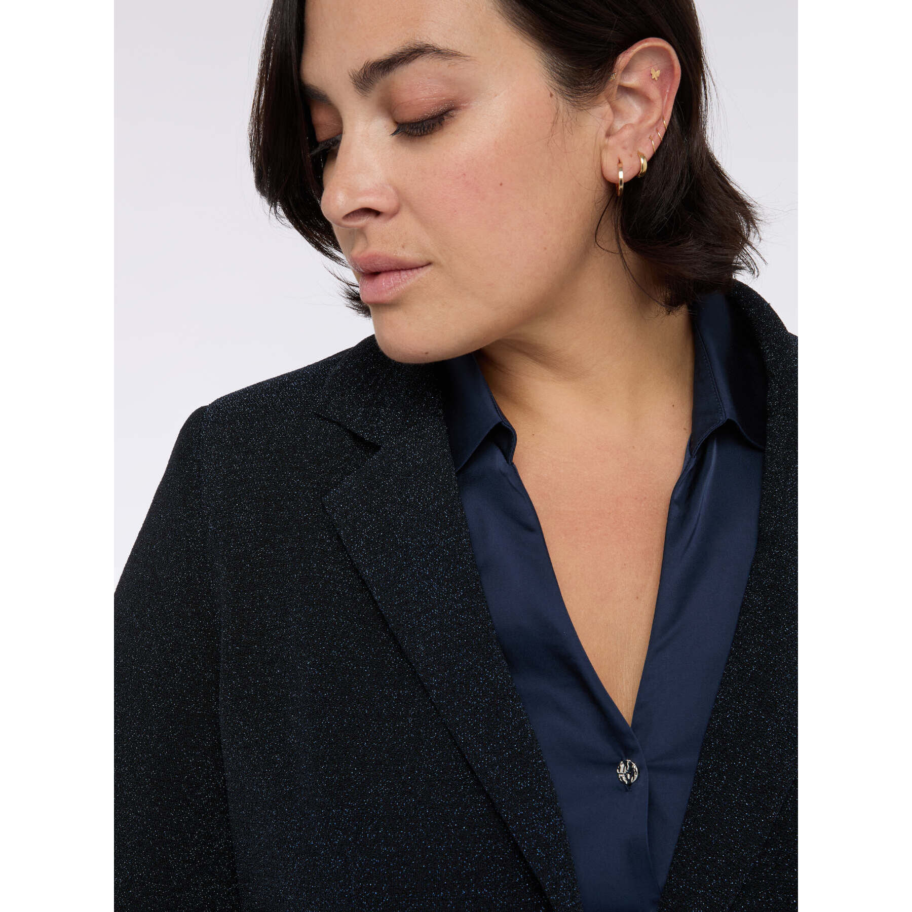 Fiorella Rubino - Blazer en jersey lurex - Azul