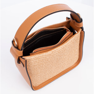 Baschi Bolso de mano Mujer. Fabricado en paja y piel auténtica Dollaro.