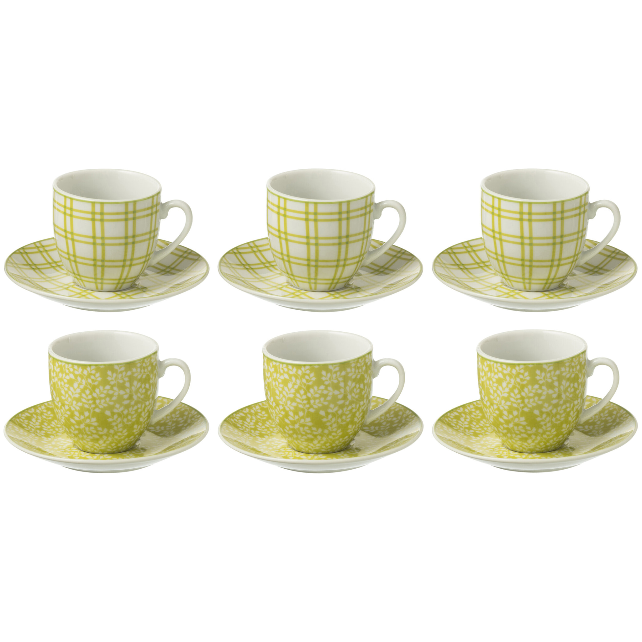 J-Line tasse + sous-tasse - céramique - vert - boîte de 6