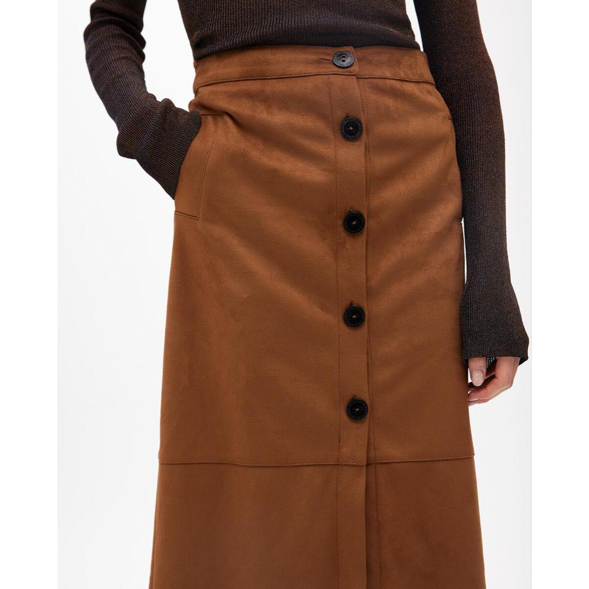 Gonna Midi di Pelle Sintetica a Tubino