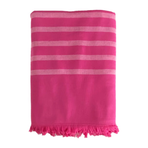 Fouta doublée éponge Alanya Fuchsia 140x180 400g/m²