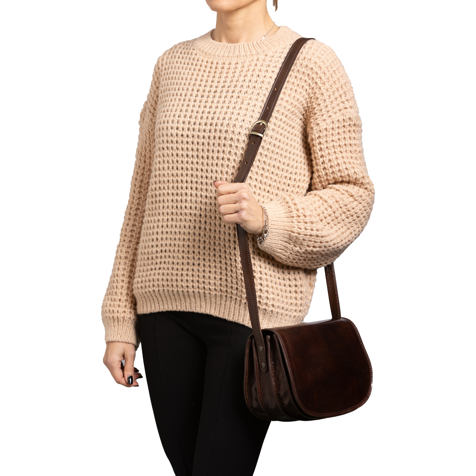 Borsa a tracolla  da donna In Vera pelle Made in Italy 24x17x11 cm