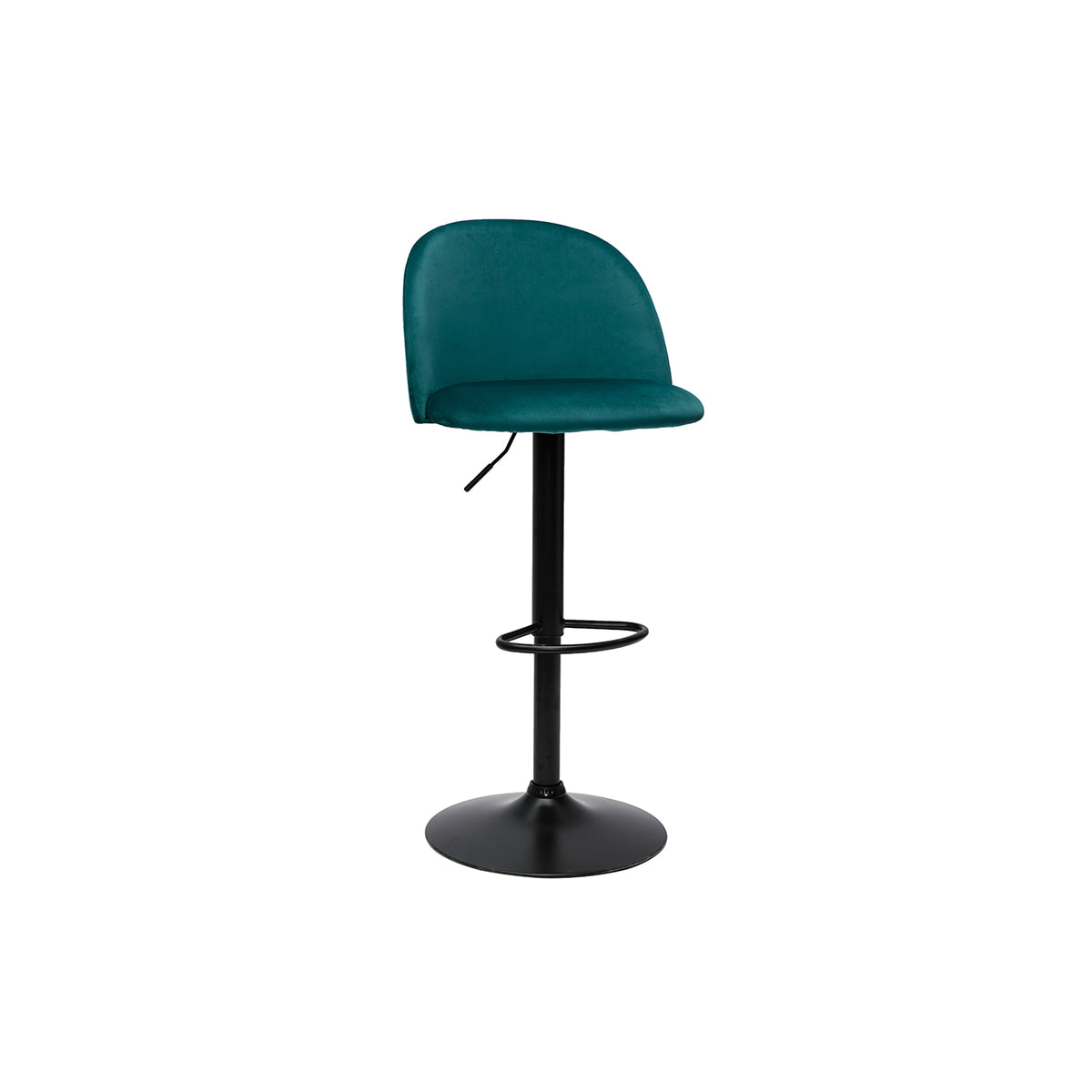 Tabourets de bar réglables velours bleu pétrole et métal noir (lot de 2) CELESTE