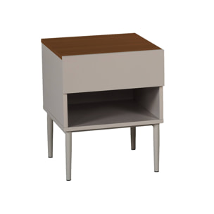 Table de chevet métal et décor bois 1 tiroir 1 niche  ASHTON