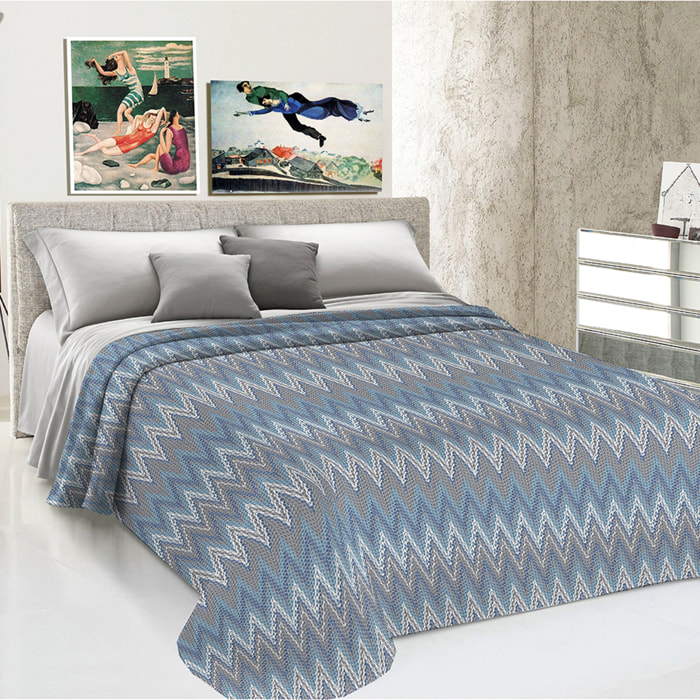 Copriletto di cotone spinato azzurro 100% cotone