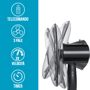 Ventilatore A Piantana Potente Da 50W Pale Da 40 Cm Silenzioso Timer 7 Ore 3 Velocità Oscillante Altezza Inclinazione Regolabili E Telecomando