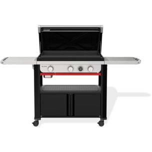 Plancha gaz WEBER black 3 brûleurs sur chariot, 76x46 cm