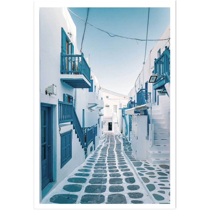 Poster rue bleue santorin Affiche seule