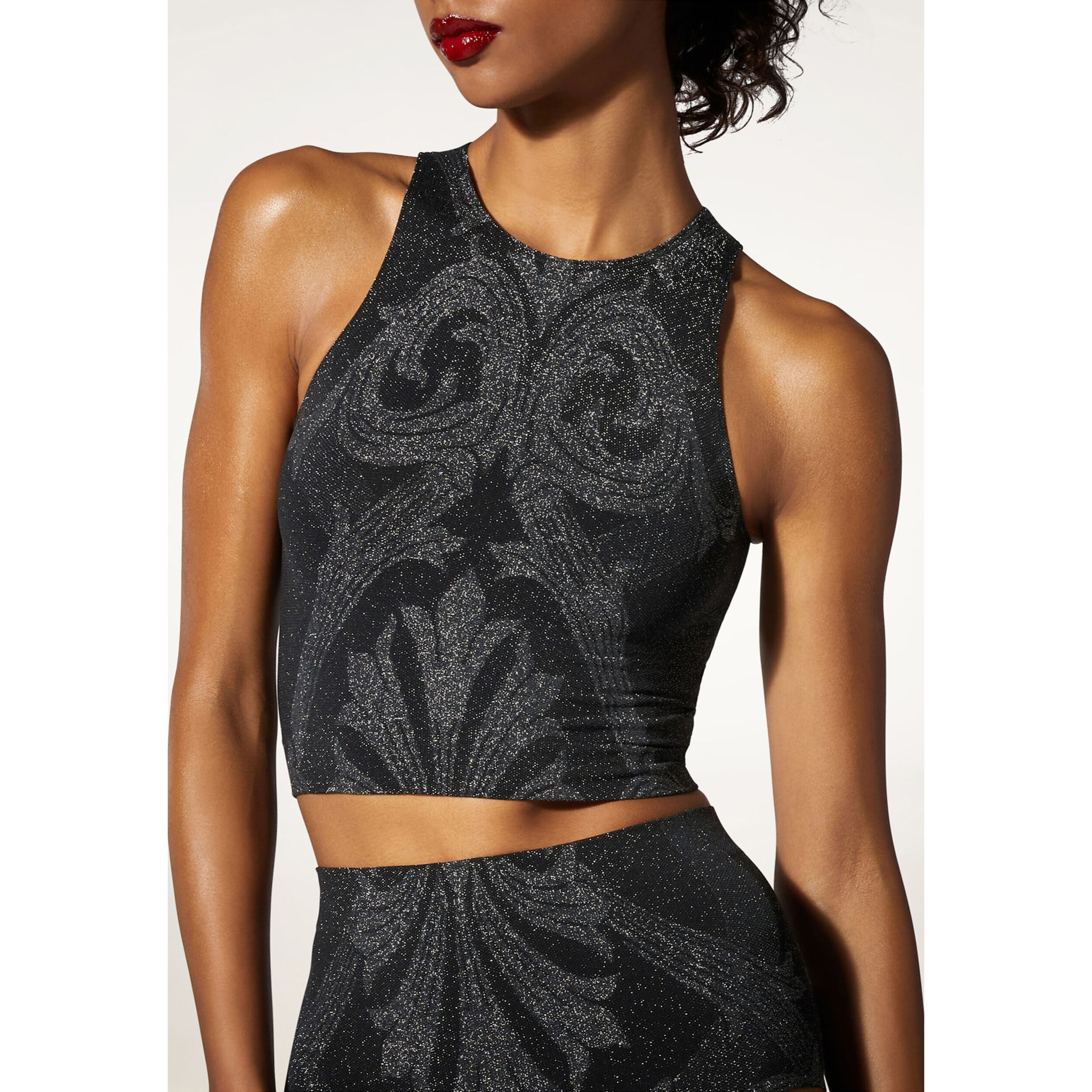 METALLIC JACQUARD CROP TOP
