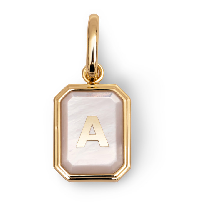 Charm Personalizado Letter Nácar Baño Oro
